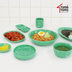 뉴트로 도자기 분식그릇 2인 풀세트