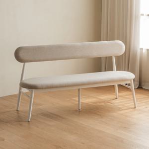 [리퍼] 더즈 화이트 원목 3인 패브릭 벤치