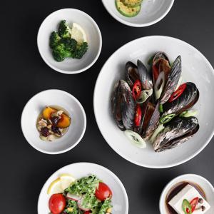 1+1 핸드메이드 고백자 국내생산 도자기 원굽 소면기 파스타볼 총2p