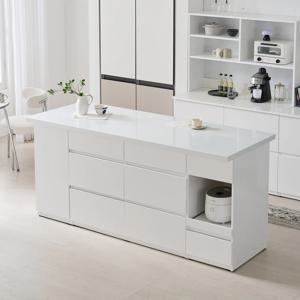 시오 E0 키높은 수납 광파오븐 인조대리석 아일랜드 홈바 식탁 렌지대 2000X750