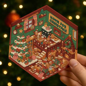크리스마스 집 꾸미기 3D 입체 다꾸 스티커 제작 DIY 미니어처 미니어쳐 스티커북