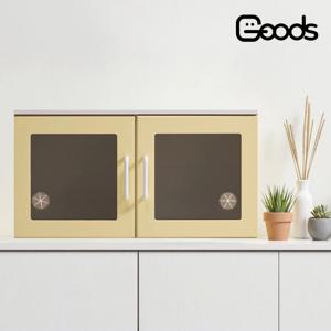 GT 레미아 800 유리 도어형 수납장 다용도 미니장 옐로우 노랑 화이트 미니장