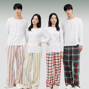 커플 밍크 스판 기모 잠옷 실내복 하의