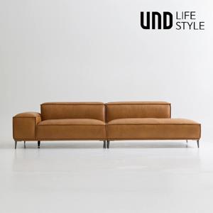 [리퍼]플랫2 모듈 4인 반카우치 천연면피 소가죽 소파 오커