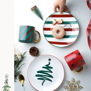 크리스마스 접시 컵 세트 파티 선물 트리접시 도트컵세트