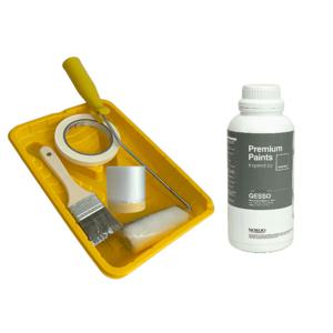 팬톤 수성 프라이머 젯소페인트 다용도 젯소 부자재세트 4인치롤러세트 방문 하도 페인트 1L