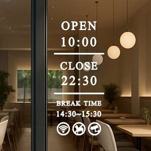 미니멀 영업시간 브레이크타임 오픈클로즈 유리문 주문제작 스티커