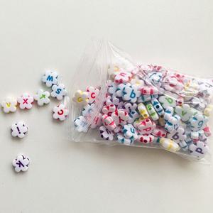 알파벳 화이트 꽃 컬러 비즈 구슬 팔찌 만들기 부자재 100개 1cm