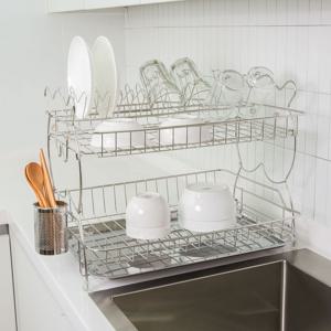 국내생산! 올 스텐 카라듐 2단 식기건조대+수저통+물받이쟁반