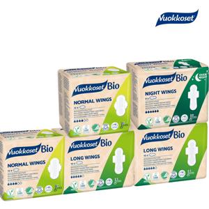 NEW 유기농 순면 생리대 혼합 5팩 (노말윙2+롱윙2+나이트윙1)