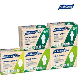 NEW 유기농 순면 생리대 혼합 5팩 (롱윙2+나이트윙2+노말윙1)