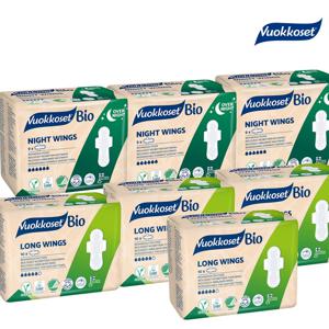 NEW 유기농 순면 생리대 혼합 7팩 (롱윙4+나이트윙3) 대형 오버나이트