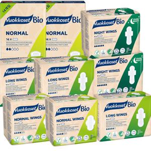 NEW 유기농 순면 생리대 혼합 10팩 (노말윙2+롱윙3+나이트윙3+팬티라이너2)