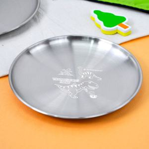 티라노 스텐 원형접시 20cm 유아 어린이 아동 간식 디저트 플레이트 앞접시 반찬 나눔