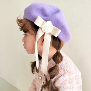 로지 리본 베레모 포니테일 유아모자