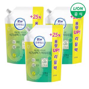 참그린 트루워시 식기세척기 액체세제 리필 1.15L X 3개
