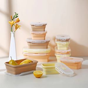 실리콘 폴딩 접이식 런치박스 도시락 4p세트 이지실리 3color 택1