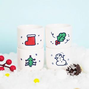 홀리데이 드로잉 미니 소주잔 세트 4p