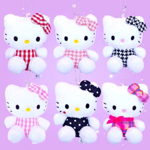 산리오 헬로키티 컬러패턴 키링 블랙 레드 핑크 고양이 굿즈 선물 인형 가방고리 8cm