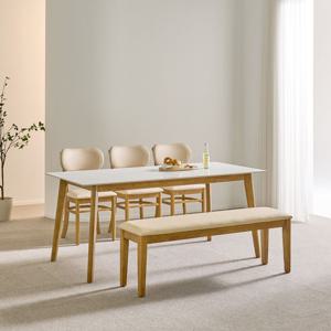 세렌 1600 세라믹식탁 6인용식탁 의자 벤치 세트 고무나무 원목