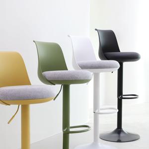 셀리나 인테리어 디자인 회전 패브릭 인조가죽 쿠션 카페 식타의자 바체어