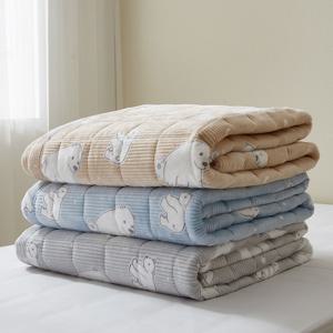 두툼한 베어 겨울 극세사 누빔 침대 패드 SS 밴드형