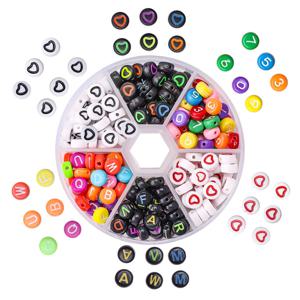 비즈공예 알파벳 숫자 하트 6종 A타입 팔찌 만들기 부자재 240개입