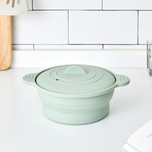 접어서 보관하는 전자레인지 실리콘 찜기 1250ml 그린