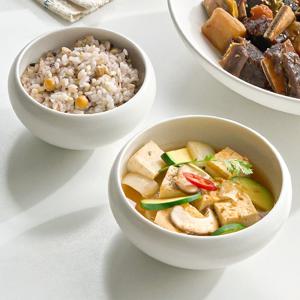 국내생산 설화 백자 공기 대접 1인 세트 2p 국산 한식 도자기 그릇 식기