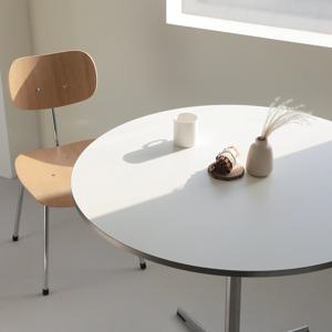 [리퍼] 실버엣지 화이트 HPL 원형  2인 4인식탁 테이블 700 사이즈