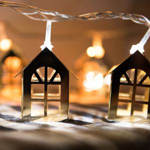 크리스마스 미니하우스 건전지 전구 트리 장식 LED 30P 철재하우스로즈골드