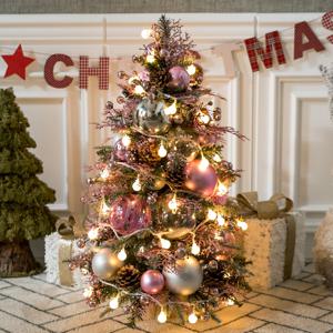 크리스마스 미니트리 워머 완제품 풀세트 LED 앙드핑크글로시 75cm 장식