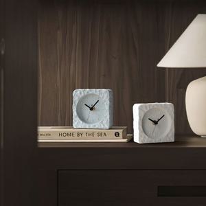 [해외]  모던 무소음 인테리어 탁상시계 사암 트라버틴 시계 인더스트리얼