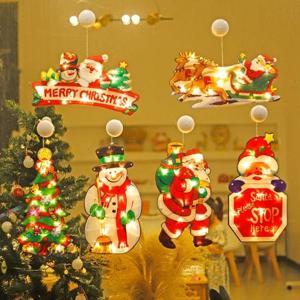 캐릭터 크리스마스 LED 조명 유리 부착식 무드등 랜덤 1종 발송