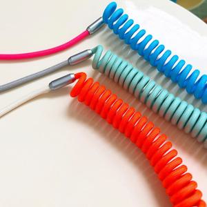 컬러 코일 케이블 고속충전 스프링 USB C타입 8핀 충전기 선 4type 3color