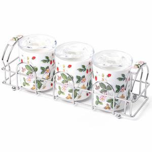 BSF 백산도자기 도자기양념통 4P세트 스트로베리 커피통4P세트 프림기 양념기 1976