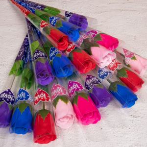 비누장미꽃 레드 한송이 도매 꽃다발 재료 HS01 비누꽃 장미 1P