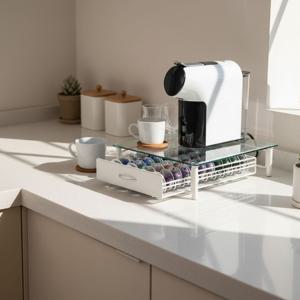 커피캡슐 네스프레소 버츄오 호환 보관함 서랍형 강화유리 받침대 40구