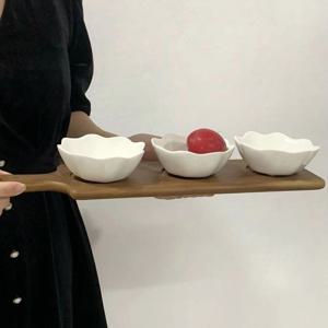 우드트레이 3칸 도자기 나눔그릇 나눔접시 간식접시 안주접시 종지 찬기 반찬그릇