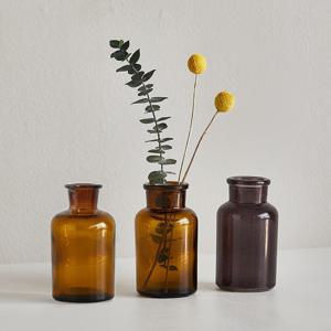 빈티지 꽃병 갈색시약병 125ml 블랙 투명유리병