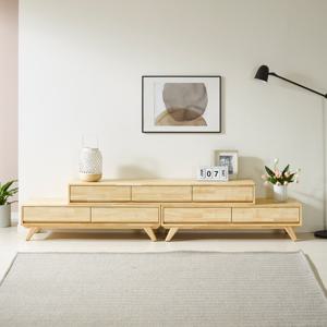 고무나무 원목 네추럴 확장형 티비다이 수납 TV거실장