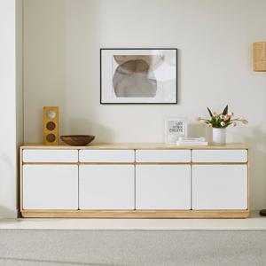 고무나무 원목 네추럴 화이트 콤비 높은 TV거실장 티비다이 2000