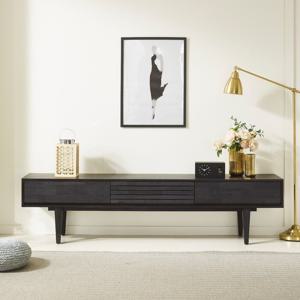 고무나무 원목 카본 블랙 TV 거실장 티비다이