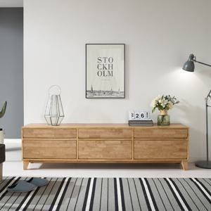 고무나무 원목 카멜 TV거실장 2000 티비다이