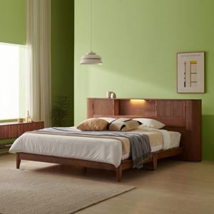 웨스트 LED 템바보드 원목 통깔판 침대프레임(매트제외-LK)