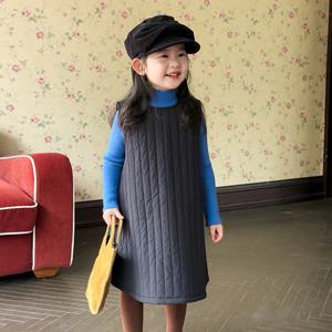 에프 세로 퀼팅 조끼 원피스 R15792