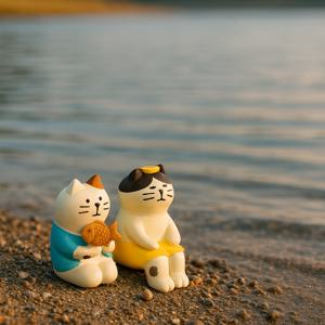 고양이 피규어 수조 어항 장식품 미니어처 2종세트