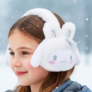 산리오 시나모롤 귀마개 실버 토끼 코스튬 접이식 방한 겨울 어린이 귀마개