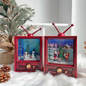 크리스마스 레드 TV 오르골 텔레비전 스노우볼 (볼륨조절)