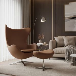 [리퍼] S급 라운드 에그체어 1인 소파 풋스툴 세트